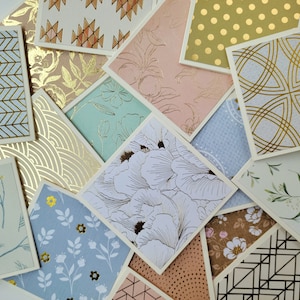 Cartes de correspondance 3 x 3 po., mini-cartes de correspondance vierges, assortiment de motifs de finition métallique, boîtier cadeau de remerciement, quantité de choix