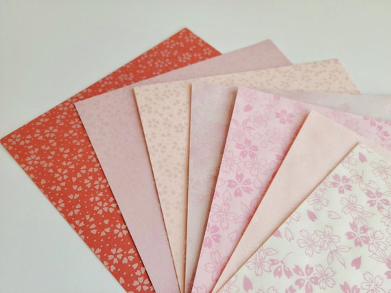 Sakura Cherry Blossom Origami Paper, Washi Paper, Pinks Silver