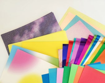Mixed Specialty Origami Paper, Foil, Solid, Gradient, Shimmer Paper, DIY Stars Decor, Variety Craft Paper Pack, 15x15cm (6"x6")