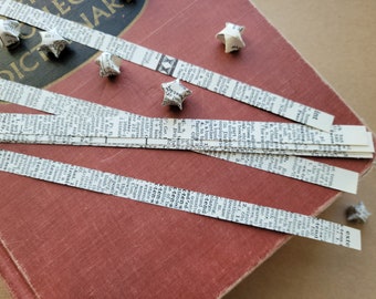 100 Dictionary Paper Strips, Origami Lucky Star Paper, Vintage Origami Paper, Junk Journal