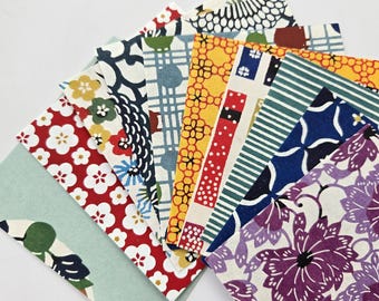 10cm Katazome Origami Paper Assorted Pack, Japanese Washi Craft Paper,  Hand Stencile Dyed, 10x10cm, 10 sheets, 10 designs