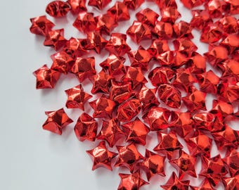 Copper Red Lucky Stars, Sparkling Mini Stars Confetti, Metallic Origami Wishing Stars, Party Table Decor, Gift Box Filler, 50/100ct