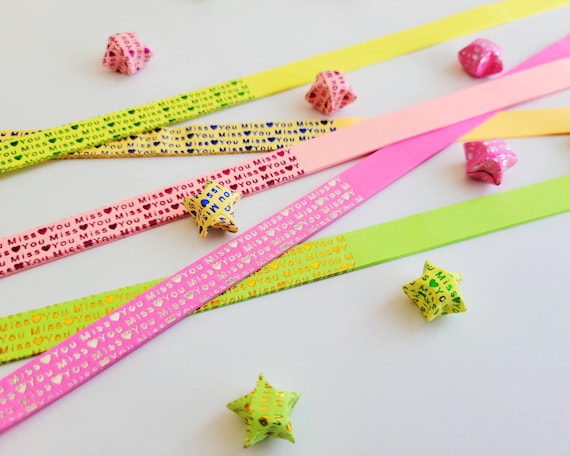 50 Chiyogami Paper Strips for DIY Origami Lucky Stars, Yuzen Washi