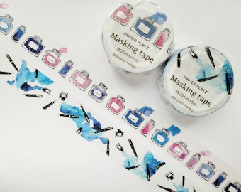 Pen and Ink Washi Masking Tapes, 20mm, Papier Platz, Kawaii Stationery , Japanese Gift for Girl, Journal Planner Decor