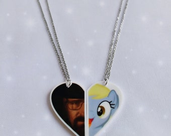 Derpy and Walter White Matching Necklaces, My Little Pony and Breaking Bad