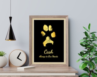 Custom Black Foil Pet Paw Print Memorial Print with Metal Foil from Your Ink Paw Print Dog Paw Print Cat Paw Print