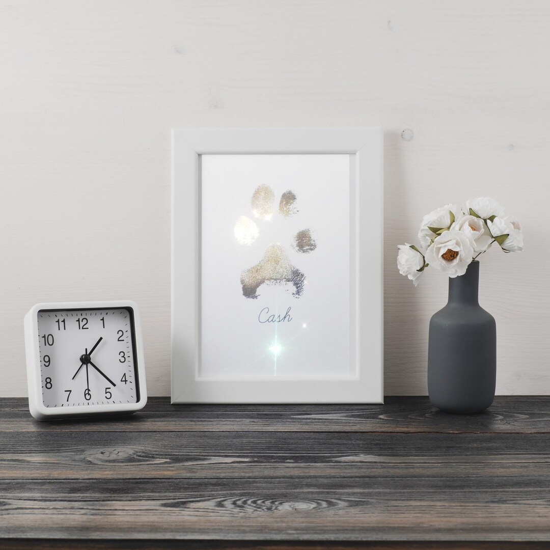 Custom Pet Paw Print Memorial Print With Metal Foil From Your Ink Paw ...