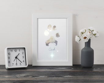 Custom Pet Paw Print Memorial Print with Metal Foil from Your Ink Paw Print Dog Paw Print Cat Paw Print