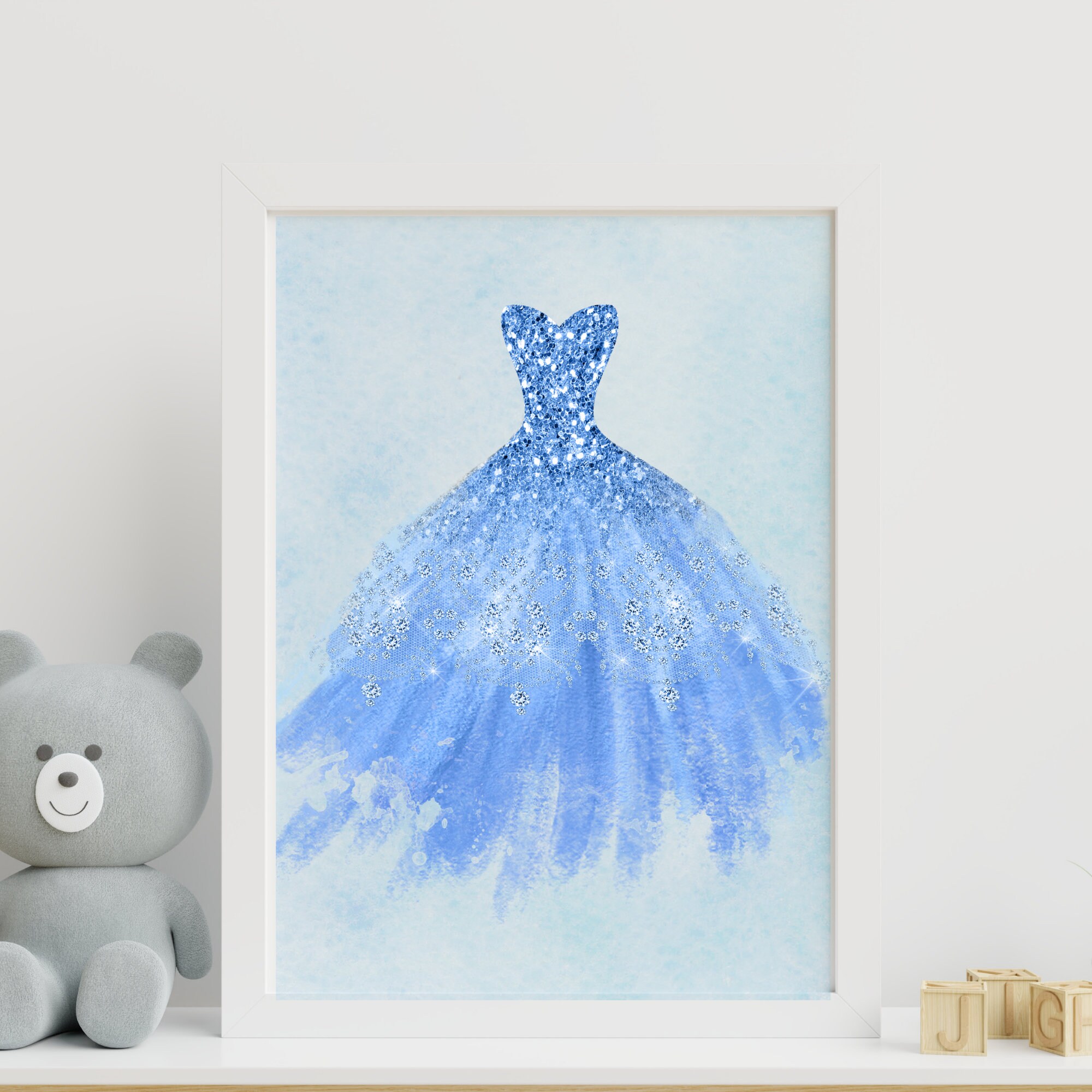 Princess Wall Art Princess Art Print Set Glitter Princess Etsy