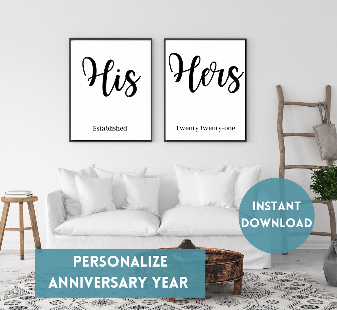 Editable His and Hers Wall Art His and Hers Bedroom Decor Etsy