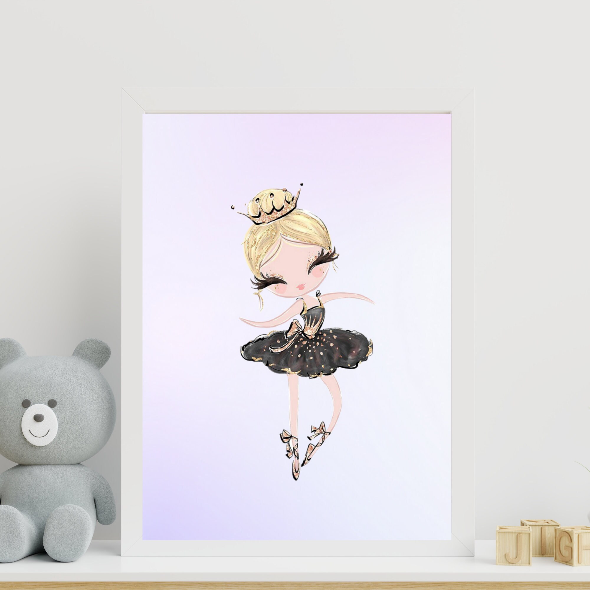 Ballerina Wall Art Girls Room Decor Black Tutu Ballerina Etsy