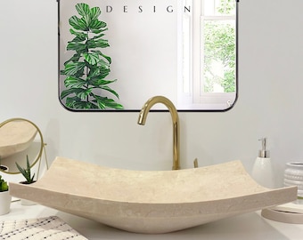 Handmade Marble Bathroom Vessel Sink, Modern Vanity Decor