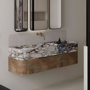 Lavandino da parete in marmo Calacatta Viola personalizzato, lavabo da parete, lavabo da bagno in marmo fatto a mano, lavabo in marmo (47,2'' x 13,7'' x 5,9")