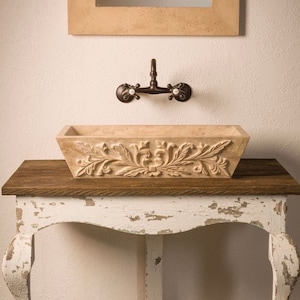 Custom Order Beige Travertine Sink,Handmade Travertine Bathroom Vanity Sink, Travertine Vessel Sink, Bathroom Decor