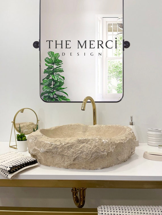 orientación Acrobacia Popa Fregadero de travertino beige de piedra natural lavabo de - Etsy España