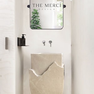 Natural Stone Beige Pedestal Sink