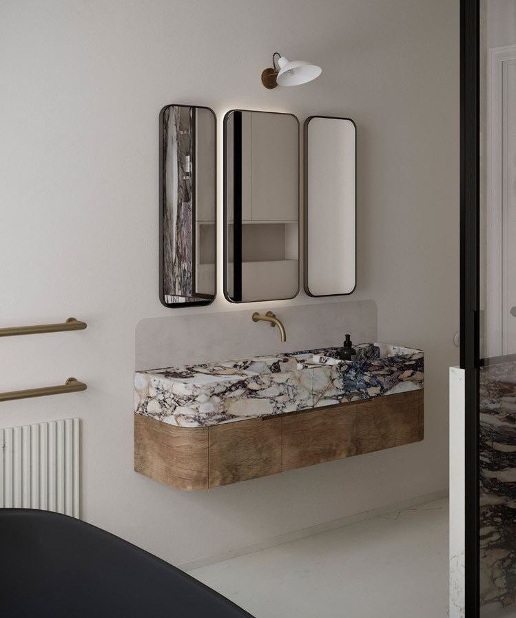 Custom Order Wall Mount Calacatta Viola Marble Sink,Wall Mount Sink,Handmade Marble Bathroom Vanity Sink,Marble Sink(47.2'' x 13.7'' x 5.9")