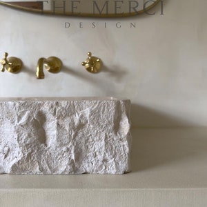 Custom Order Beige Travertine Sink,Handmade Travertine Bathroom Vanity Sink, Travertine Vessel Sink, Bathroom Decor(IN STOCK)