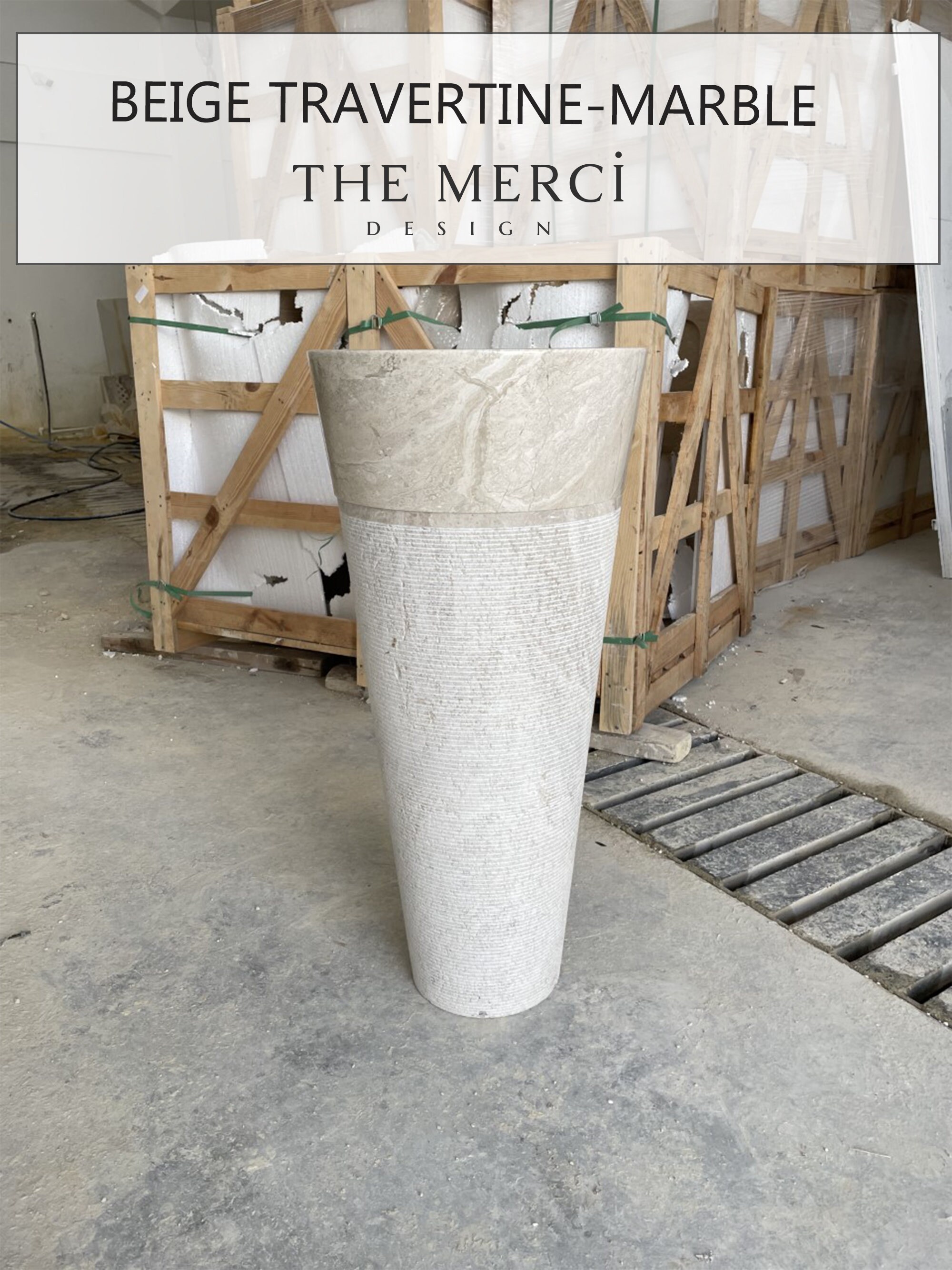 Natural Stone Beige Travertine Pedestal Conical Shaped Sink Etsy