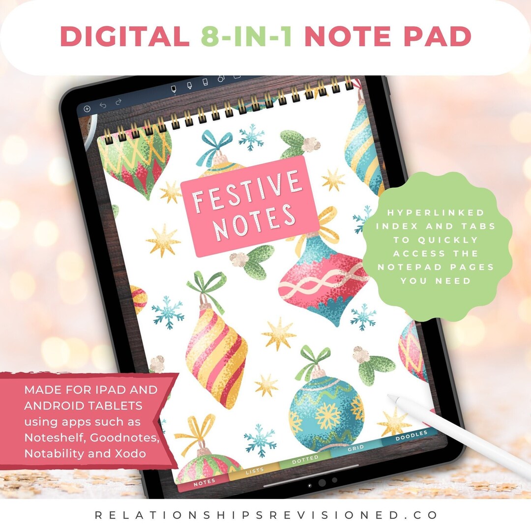 Festive Digital Note Pad, Digital Notebook, Notepad, iPad Dot Journal ...