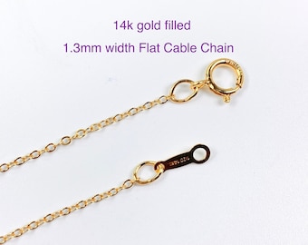 14K Gold Filled Flat Cable Chain Necklace, USA Made