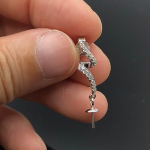 1 pair, 925 Sterling Silver Ear Post with CZ paved, with Cup and Peg Drop