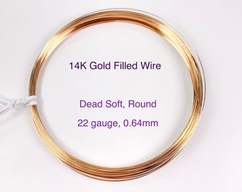 14K Gold Filled Wire, 22 Gauge, Round, Dead Soft, made in USA