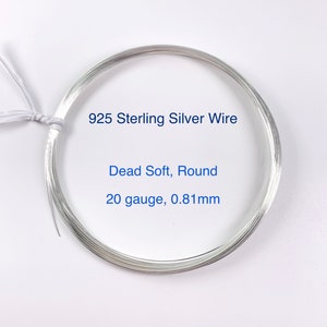 1 feet, 925 Sterling Silver Wire, 20 Gauge, 0.81mm, Dead Soft (DS), Round Wire