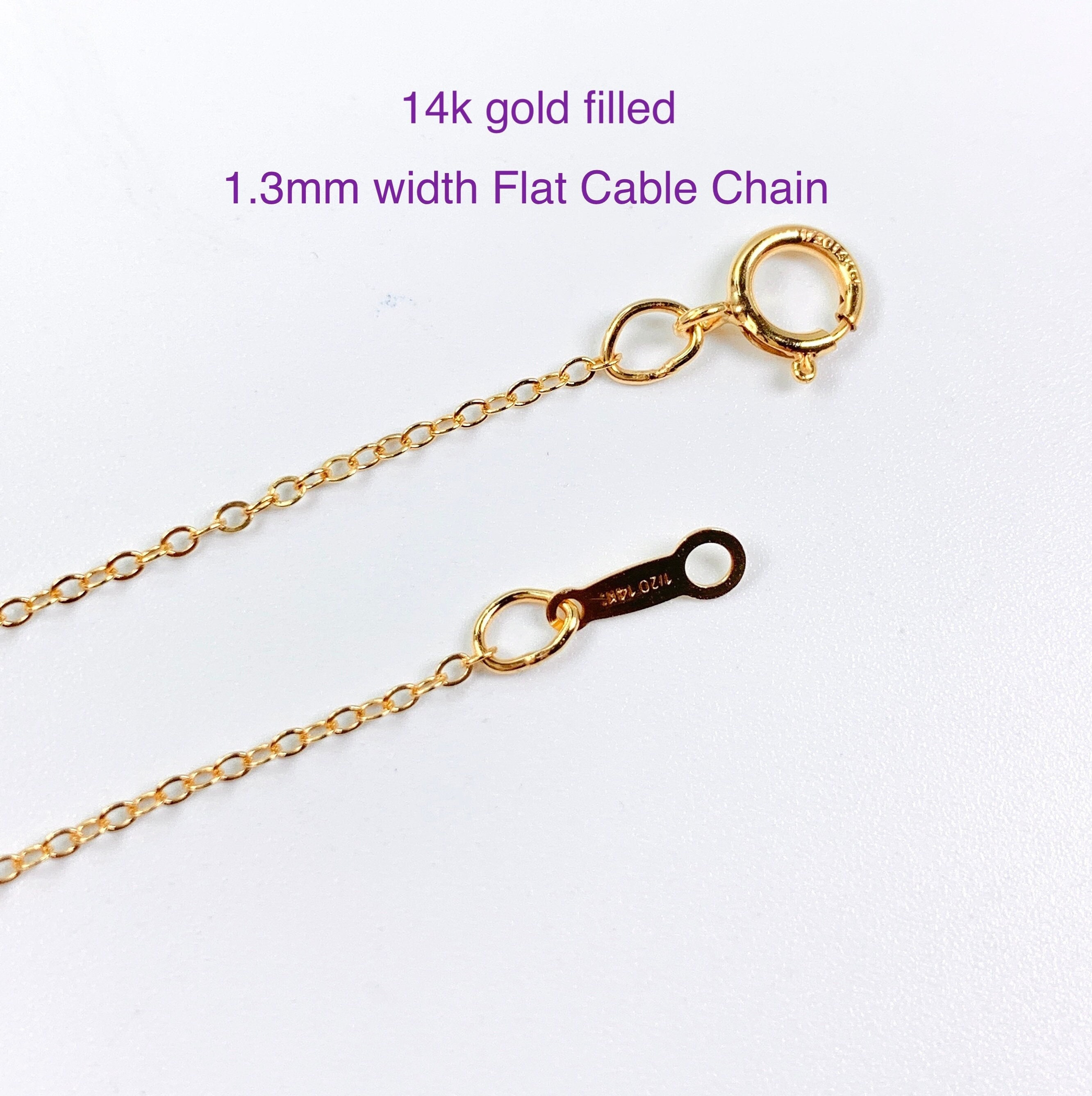 Gold Filled Chain - 24 inch 14/20 GF Necklace - 1.3 mm Dainty Cable Neck Chain with Spring Ring - Bright Finish Wholesale New Jewelry Supply