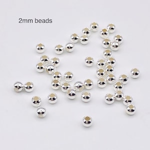 20pcs 925 Sterling Silver Beads/2mm Round Beads/Seamless Round Bead