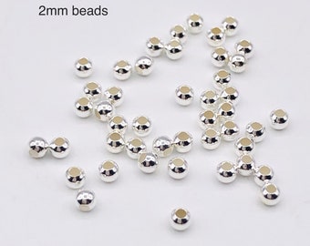 2mm Sterling Silver Seamless Round Beads (30pcs)