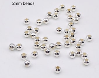 20pcs 925 Sterling Silver Beads/2mm Round Beads/Seamless Round Bead