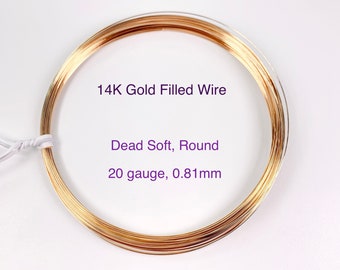 14K Gold Filled Wire, 20 Gauge, Dead Soft, Round, made in USA