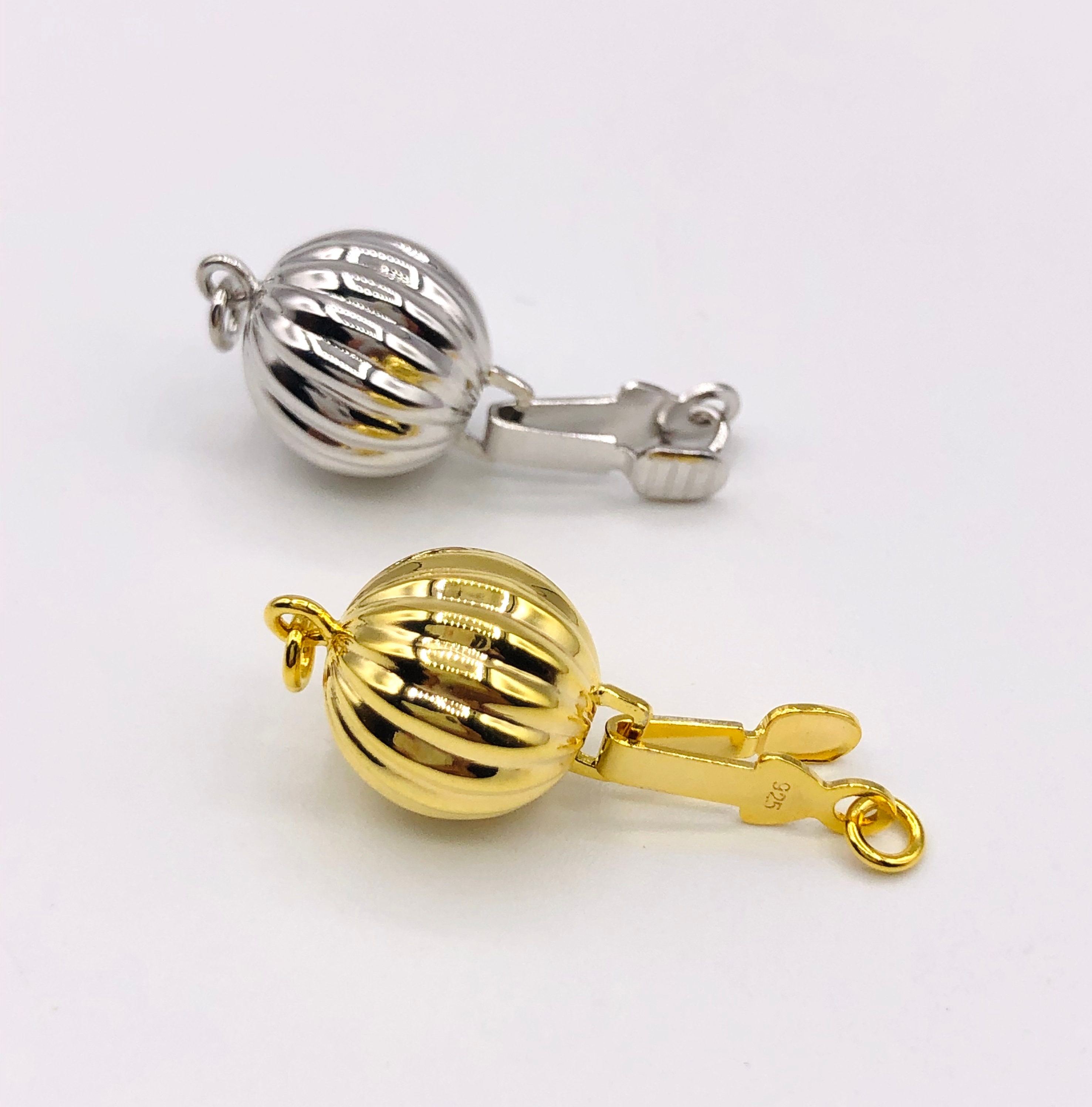 1pc 925 Sterling Silver 10mm Corrugated Ball Safety Clasp Etsy