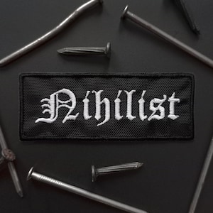 Nihilistische borduurpatch - nihilisme - nihil - denier - niet-bestaan - sceptisch - anarchist - ongelovig - opnaaibare patch