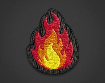 Feuer-Stickaufnäher (3 Stück) – Flamme, Feuerball, lodernd, leuchtend – zum Aufnähen