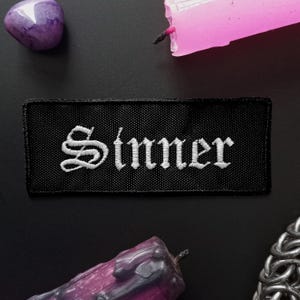 Sinner Patch - Punisher, Offender, Malefactor, Lethal, Villain, Criminal, Rebel, Biker, Rockabilly - Embroidery, Iron On Patch, Sew On Patch