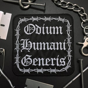 Odium Humani Generis Patch - Barbed Wire, Goth, Punk, Antisocial, Hatred, Misanthrope, Black Metal - Embroidery, Iron On Patch, Sew On Patch