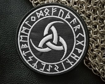 Triple Horn Of Odin Embroidery Patch - Norse Symbol, Viking, Galdrabók, Futhark, Runes, Nordic, Odin - Sew-On Patch