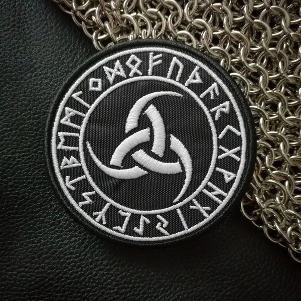 Triple Horn Of Odin Embroidery Patch - Norse Symbol - Viking Symbol - Galdrabók - Futhark - Runes - Iron On Patch, Sew On Patch