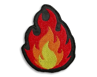 Écusson de broderie feu (3 pièces) - flamme, boule de feu, embrasement, illuminé - écusson à coudre