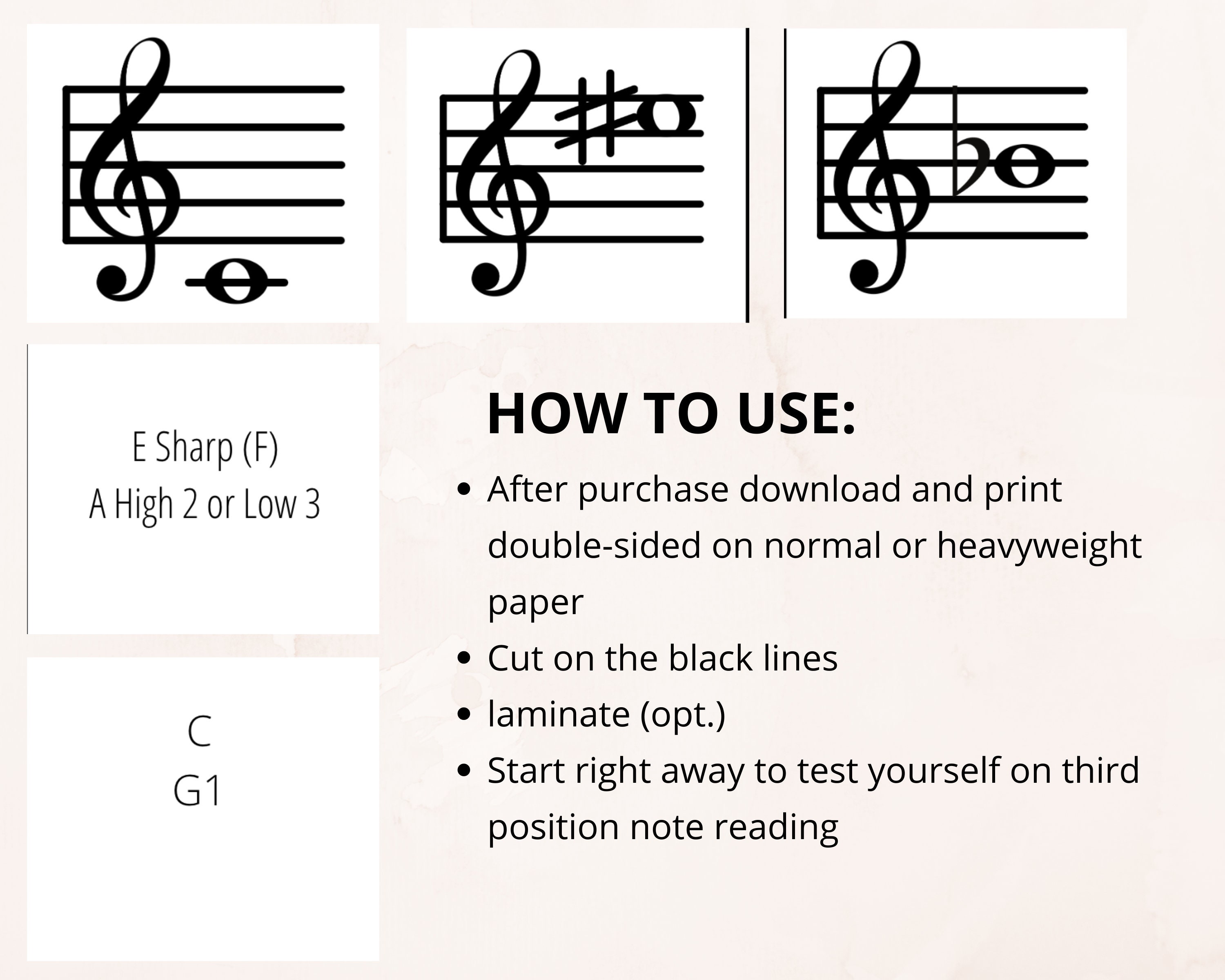 Violin Third Position Flashcards - Etsy