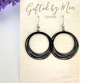 Aros negros pequeños / Pendientes llamativos / Pendientes hipoalergénicos / Pendientes negros / Aros / Pendientes redondos / Pendientes pequeños