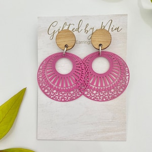 Pink Filigree Statement Earrings