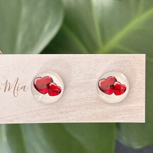 レッドハートスタッドピアス