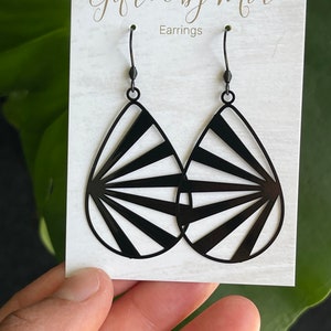 Black Filigree Teardrop Earrings