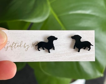 Black Dog Stud Earrings | Black Acrylic Stud Earrings