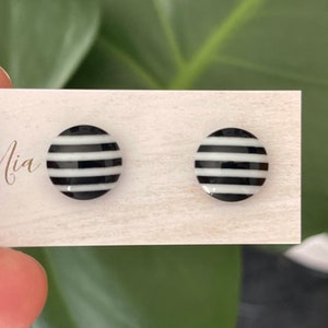 Black And White Striped Studs