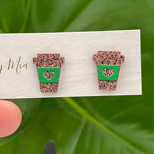 Coffee Cup Stud Earrings | Novelty Statement Studs | Starbucks Drink | Quirky Fun Earrings