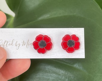 Poppy Flower Stud Earrings | ANZAC Day Studs